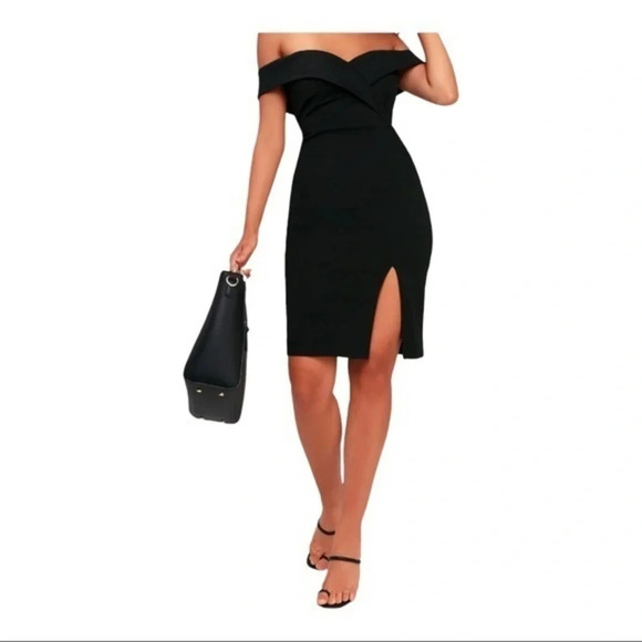 Lulu's Elegant Black Off-Shoulder Dress - Picture 9 of 10